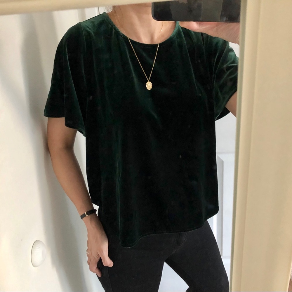 Madewell velvet emerald green butterfly top size S - Picture 2 of 7